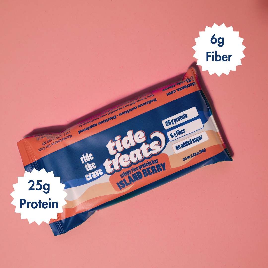 Tide Treats Crispy Rice Protein Bars - Island Berry, One Bar