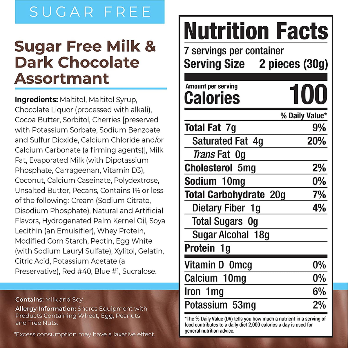 Asher's Chocolates Sugar Free Candy - Milk & Dark Chocolate Assortment (8 oz Box)