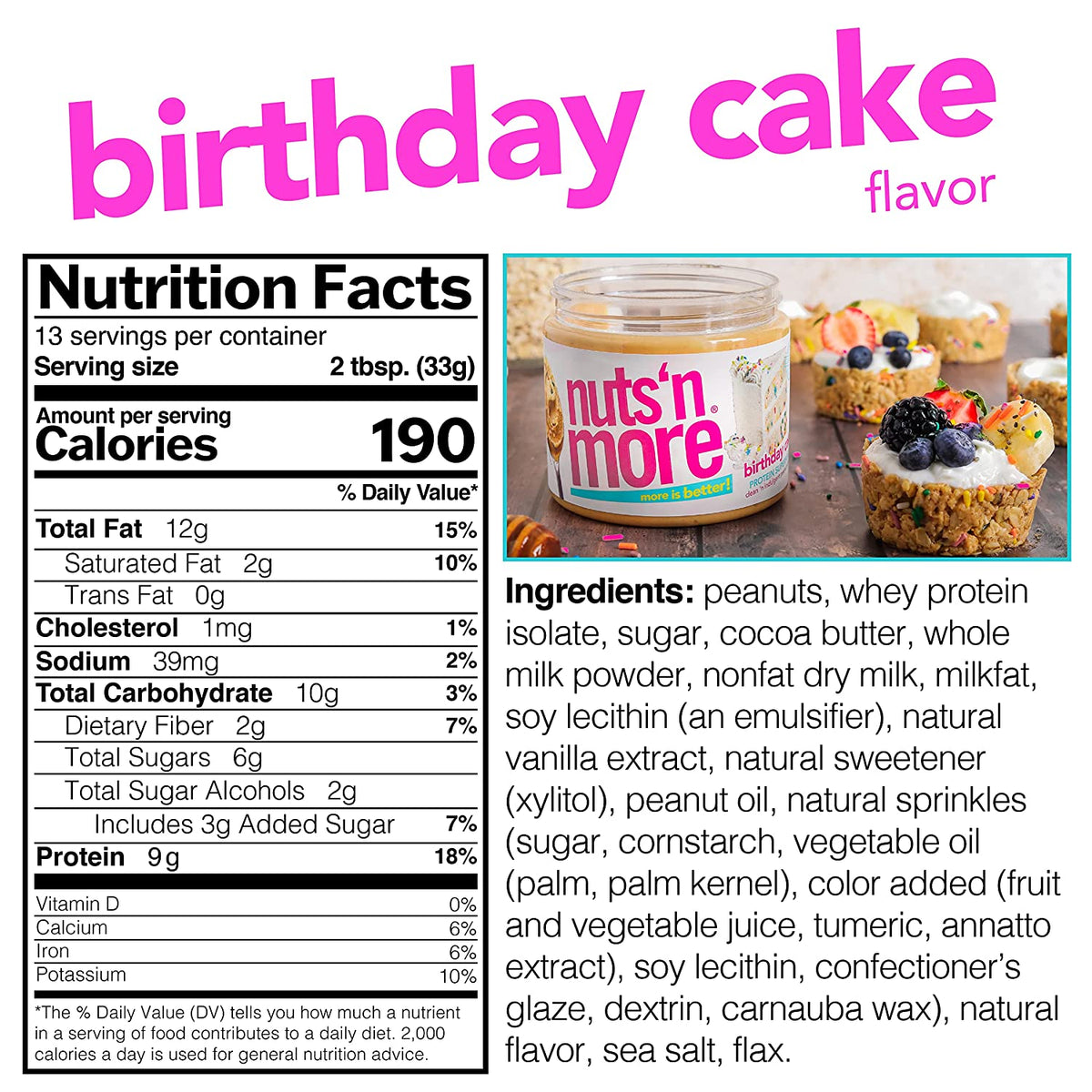 Nuts 'n More Protein Peanut Spread, Birthday Cake 16 oz.
