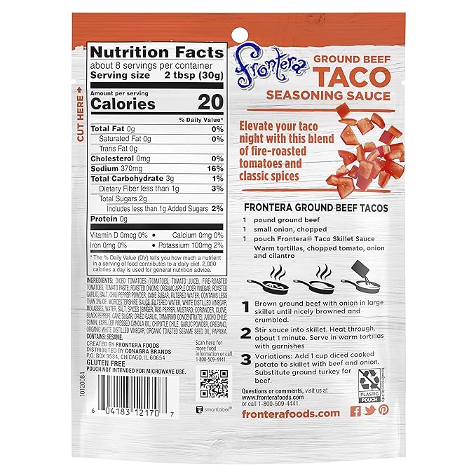Frontera Taco Seasoning Sauce for Ground Beef 8 oz., Mild
