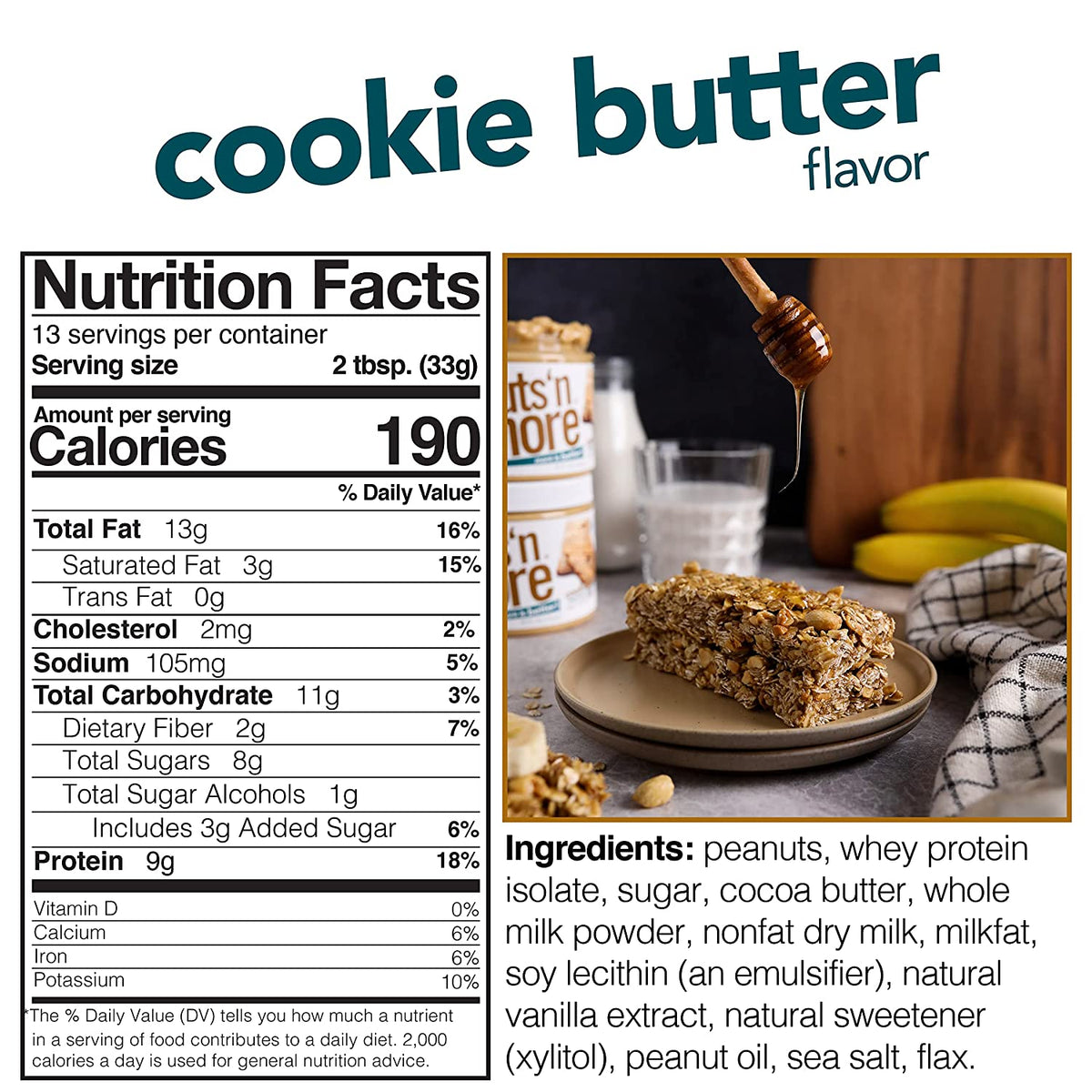 Nuts 'n More Protein Peanut Spread, Cookie Butter 16 oz.