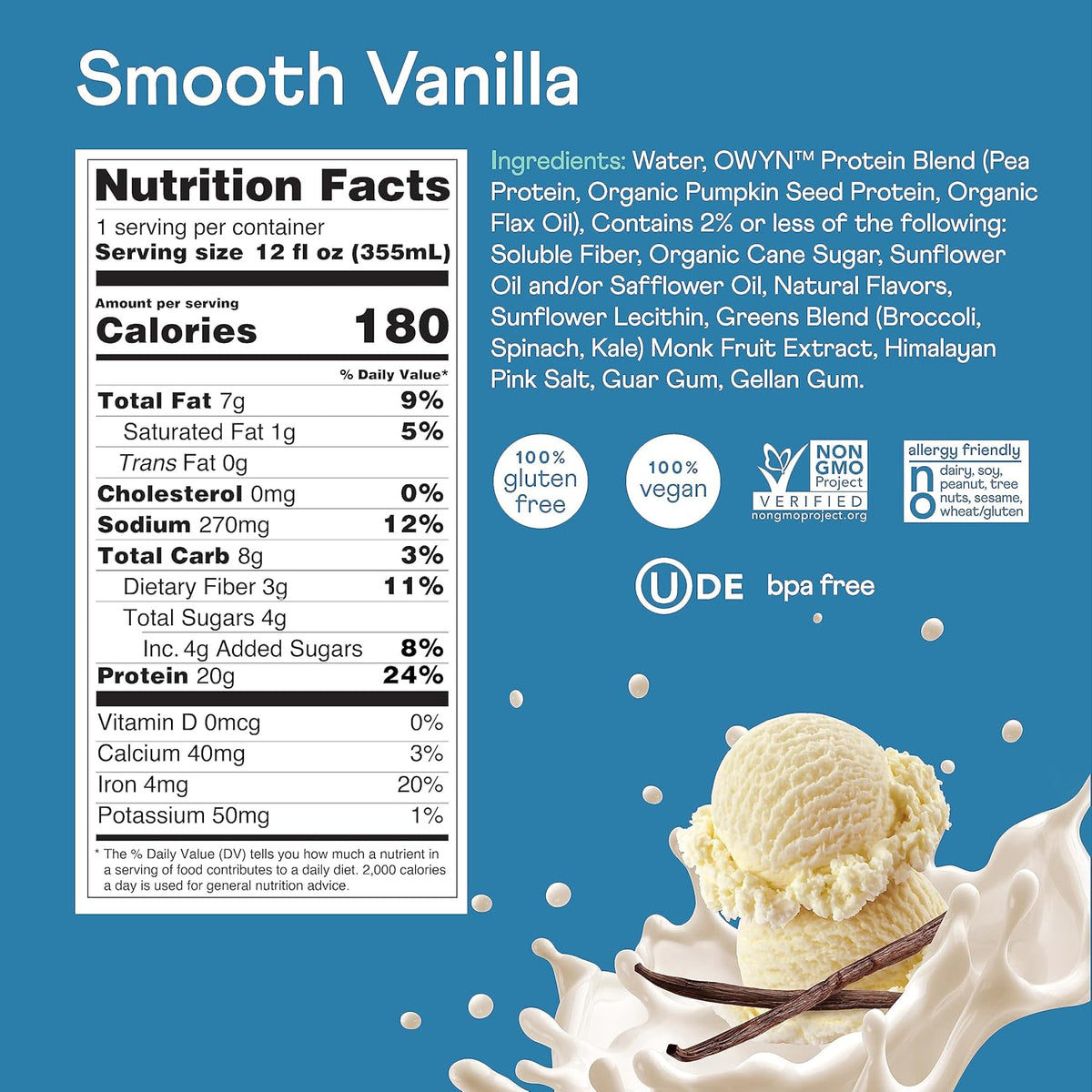 OWYN Plant-Based Protein Shake 20g - Smooth Vanilla