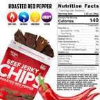 High Protein Beef Jerky Chips by Wicked Cutz - Roasted Red Pepper