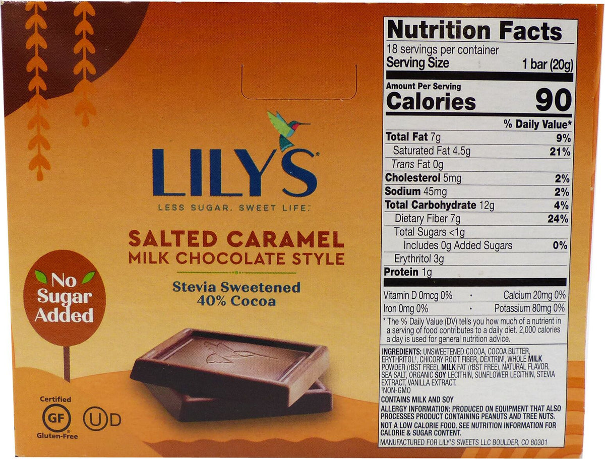 Lily's Milk Chocolate Style Bar - Salted Caramel 18 mini bars