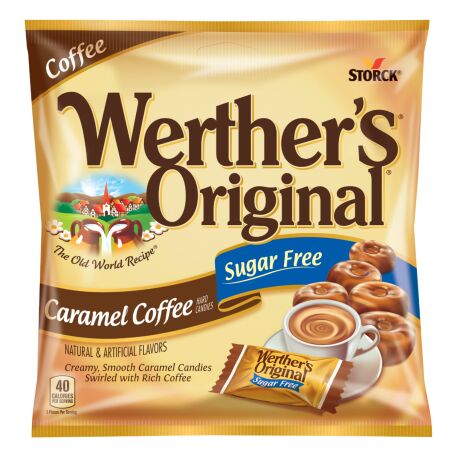 Front package of Werther's Original Sugar Free Hard Candies, Caramel Coffee, 2.75 oz
