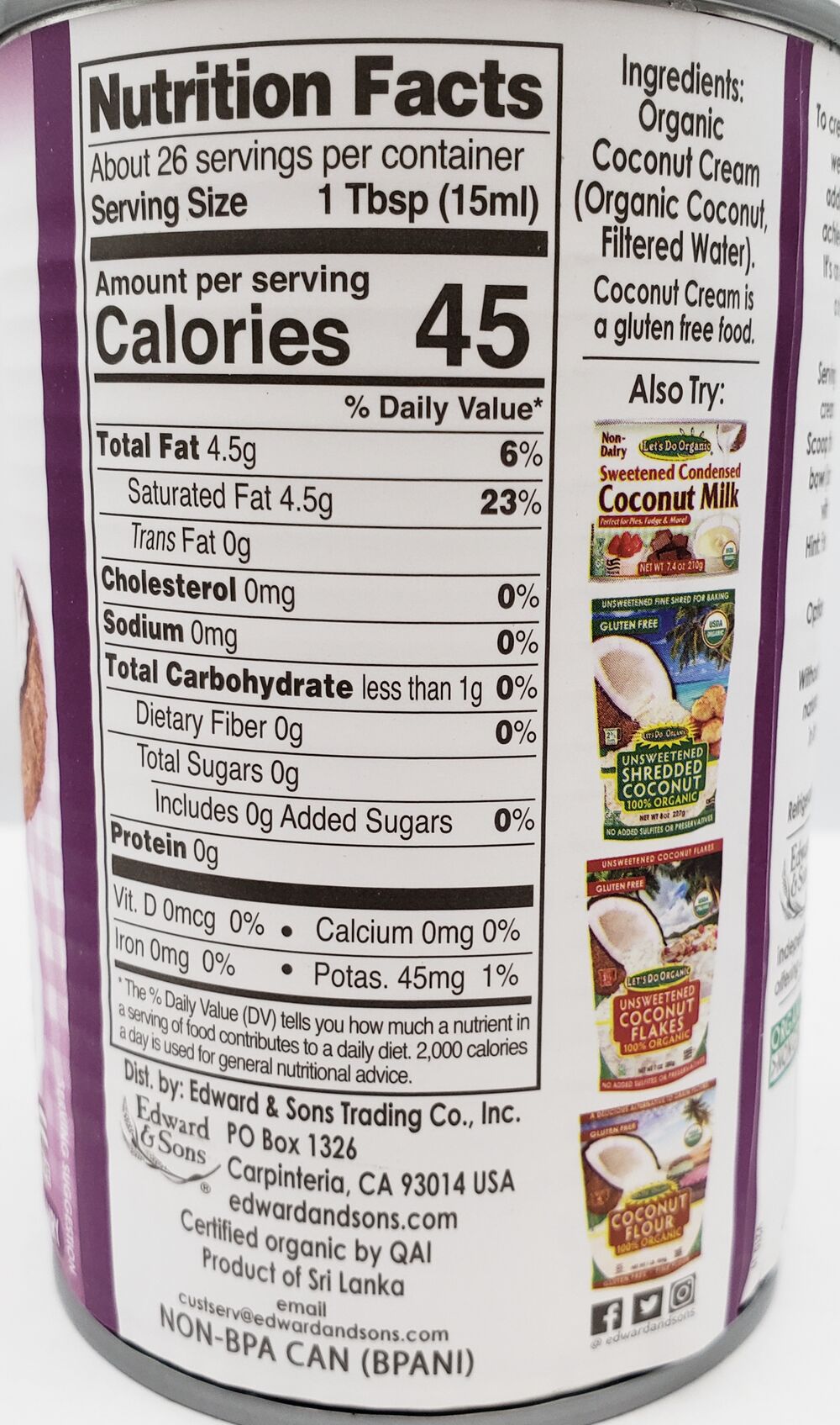 Let's Do Organic Organic Heavy Coconut Cream 13.5 oz.