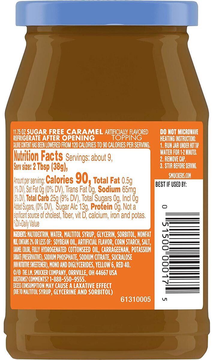 Smuckers Sugar Free Topping - Caramel 11.75 oz.