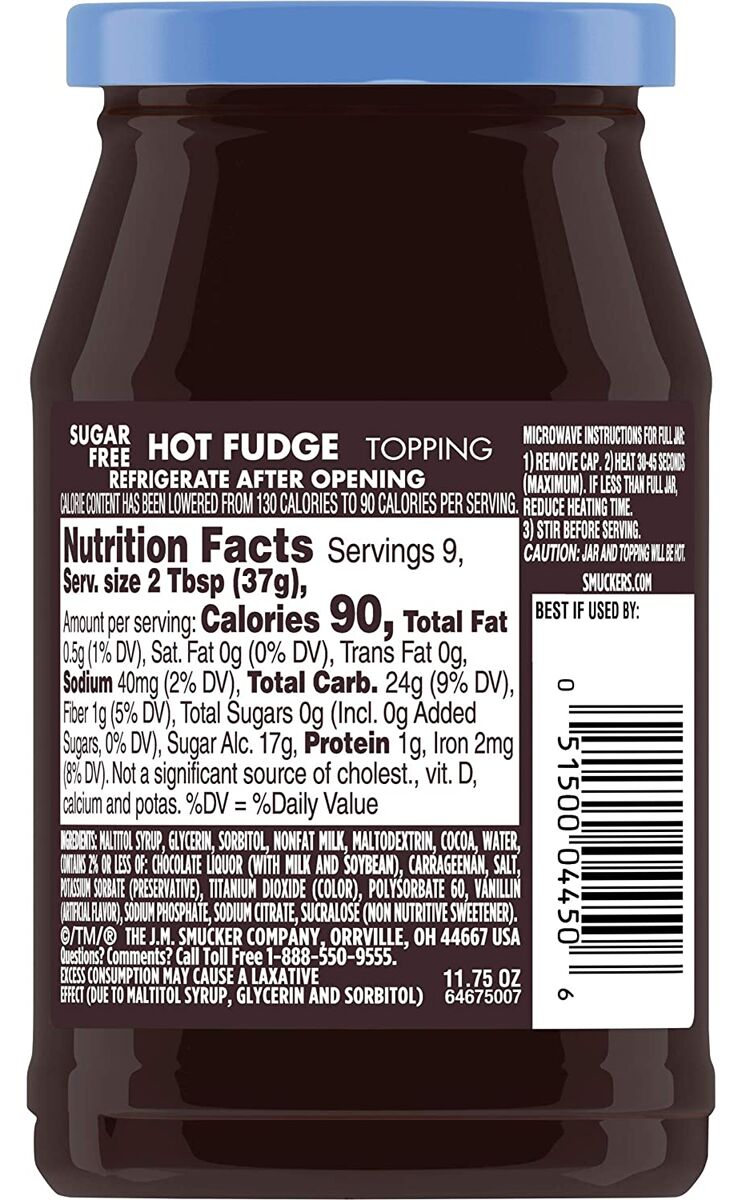 Smuckers Sugar Free Topping - Hot Fudge 11.75 oz.