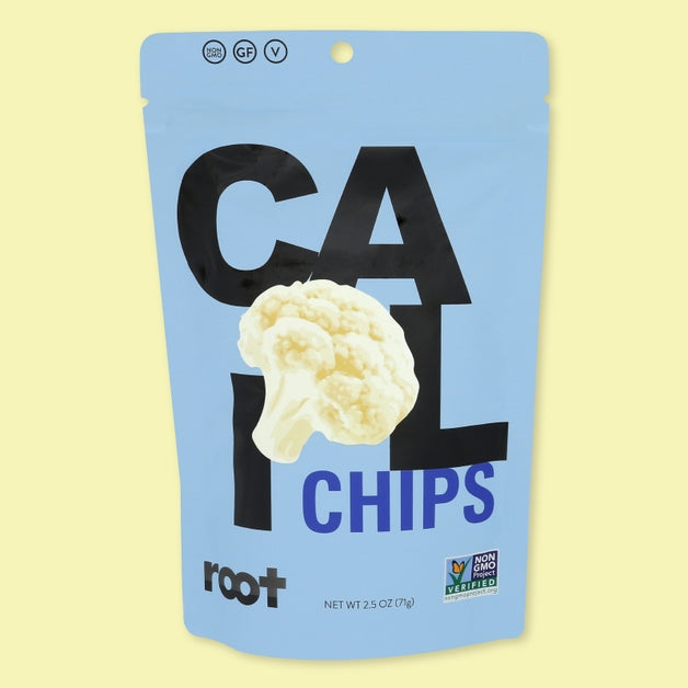 Front package of Root Foods Veggie Chips, Cali, 2.5 oz / One Pack
