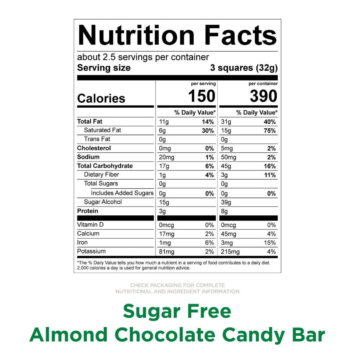 Russell Stover Sugar Free Chocolate Bar - Almond, One Bar