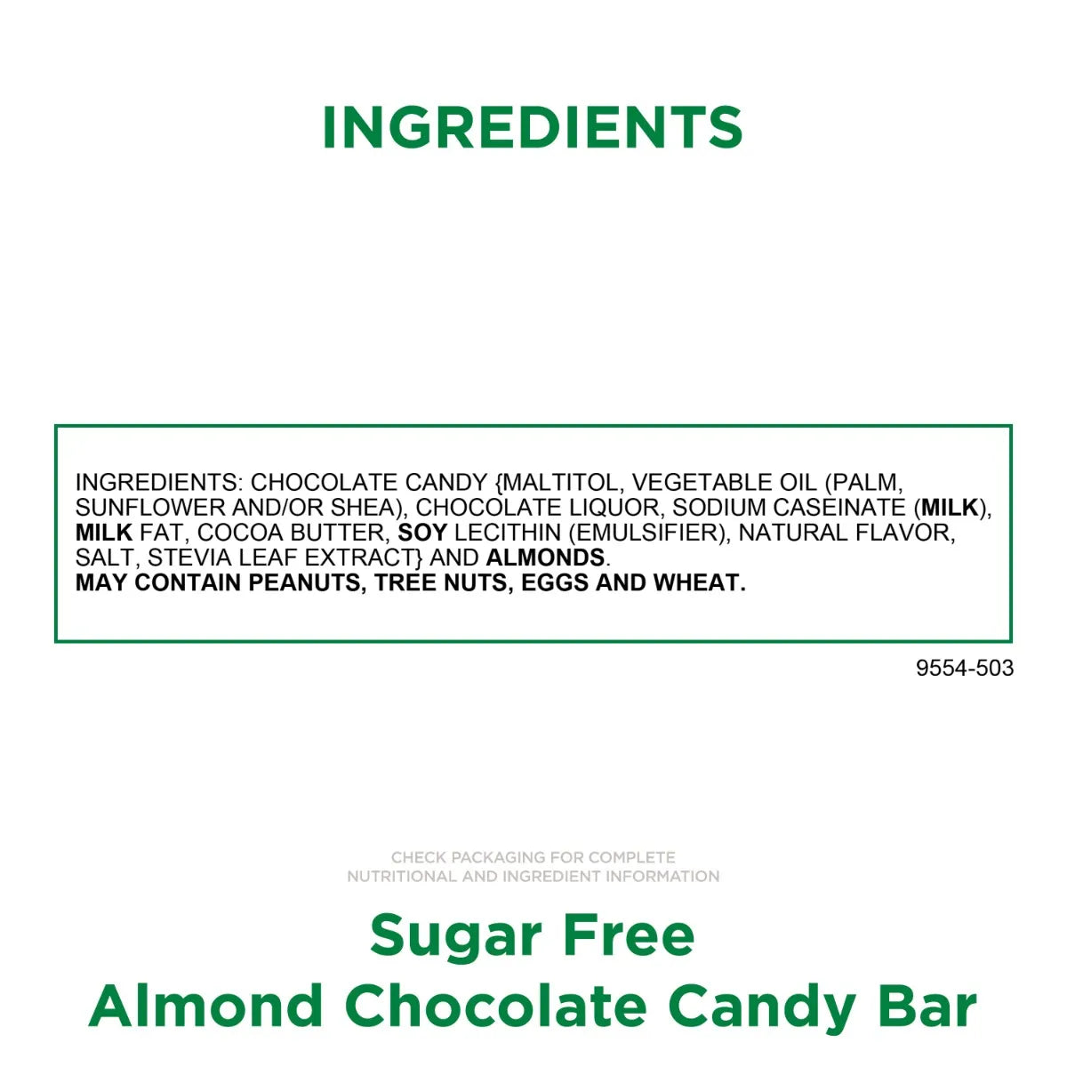Russell Stover Sugar Free Chocolate Bar - Almond, One Bar