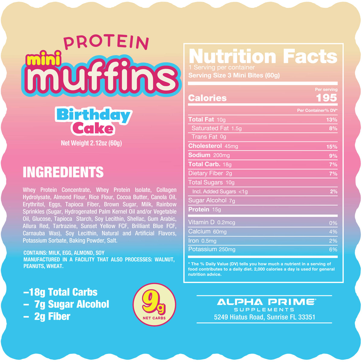 Alpha Prime Bites Mini Protein Muffins - Birthday Cake
