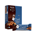 Front package of NuGo Dark Bars, 12 Bars, Chocolate Almond with Sea Salt