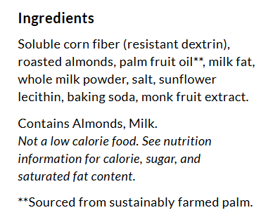 Ingredients for ChocZero Almond Caramels