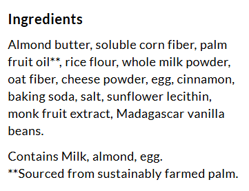 Ingredients for ChocZero Animal Crackers, 12 oz