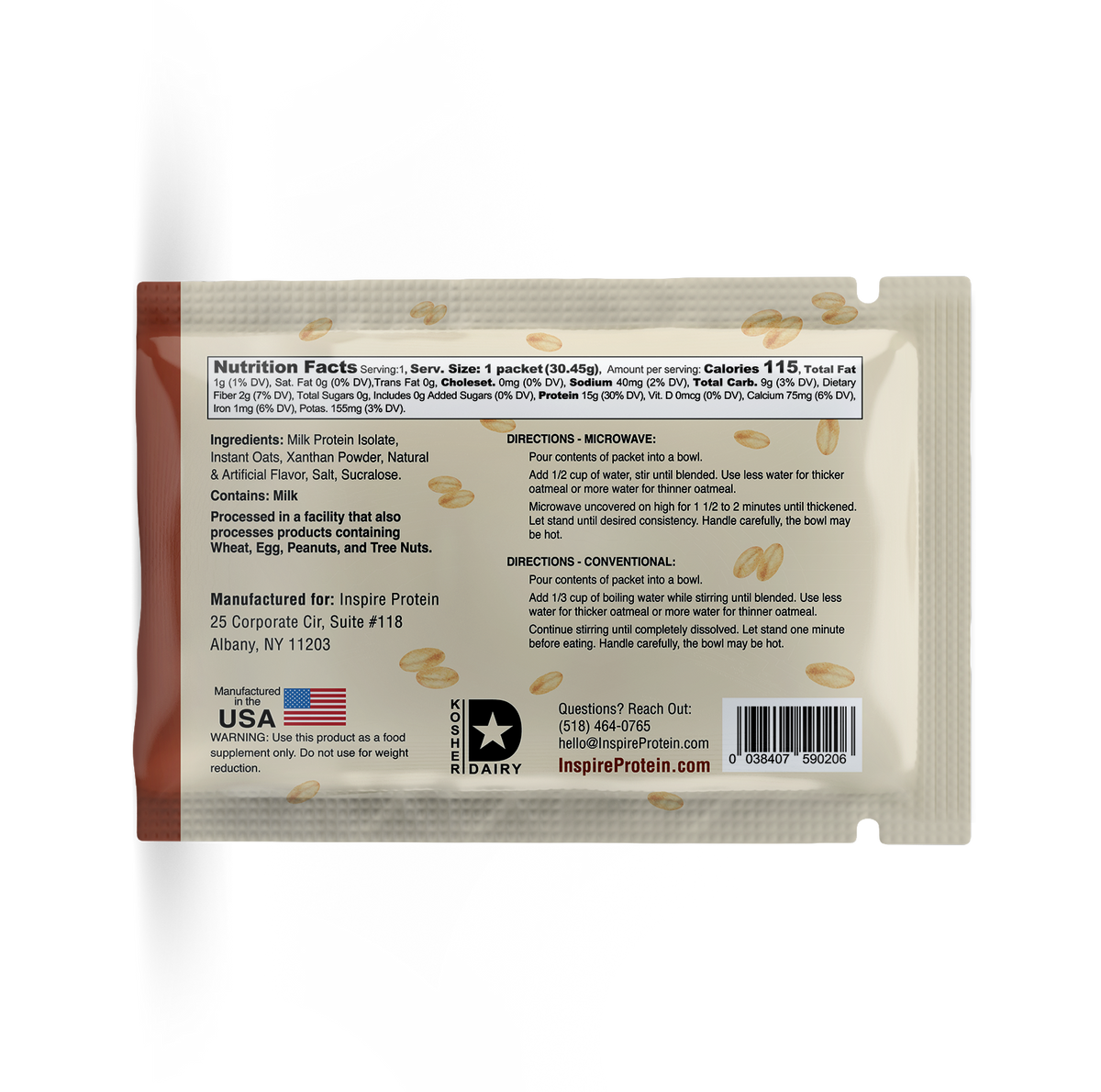 Inspire Protein Kitchen Oatmeal - Apple Cinnamon, One Serving