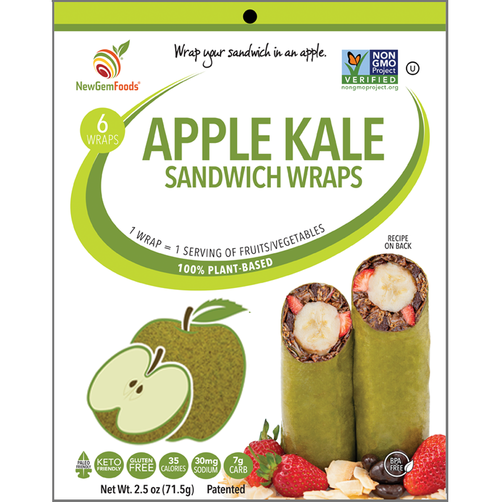 NewGem Foods GemWraps - Apple Kale, One Pack (6 Wraps)