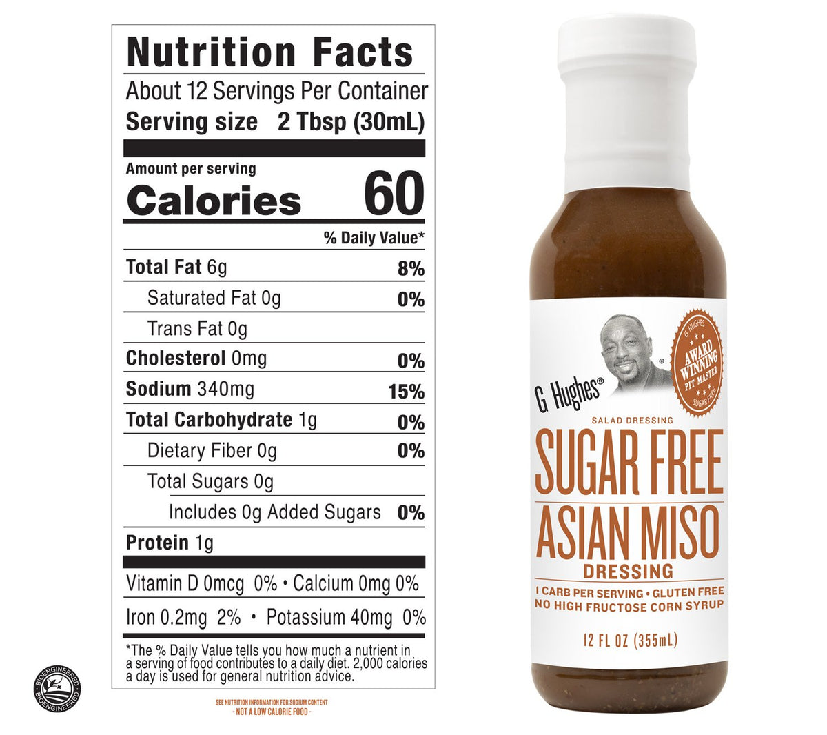 G Hughes Smokehouse Sugar Free Salad Dressing (12 fl oz) - Asian Miso