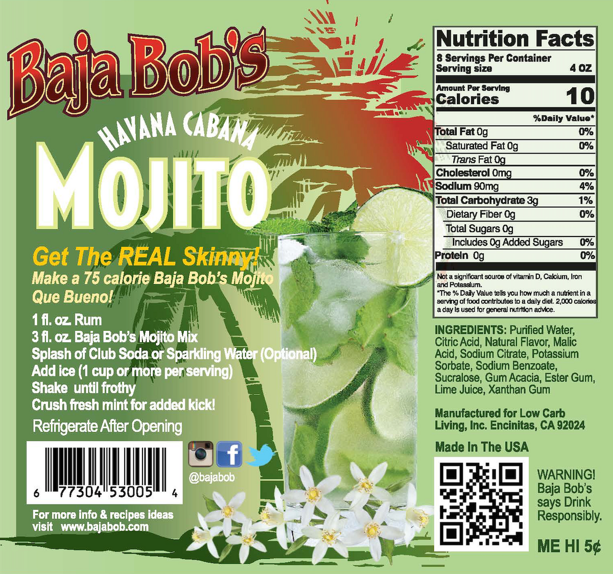 Baja Bob's Mojito Mix - Havana Cabana 32 fl oz
