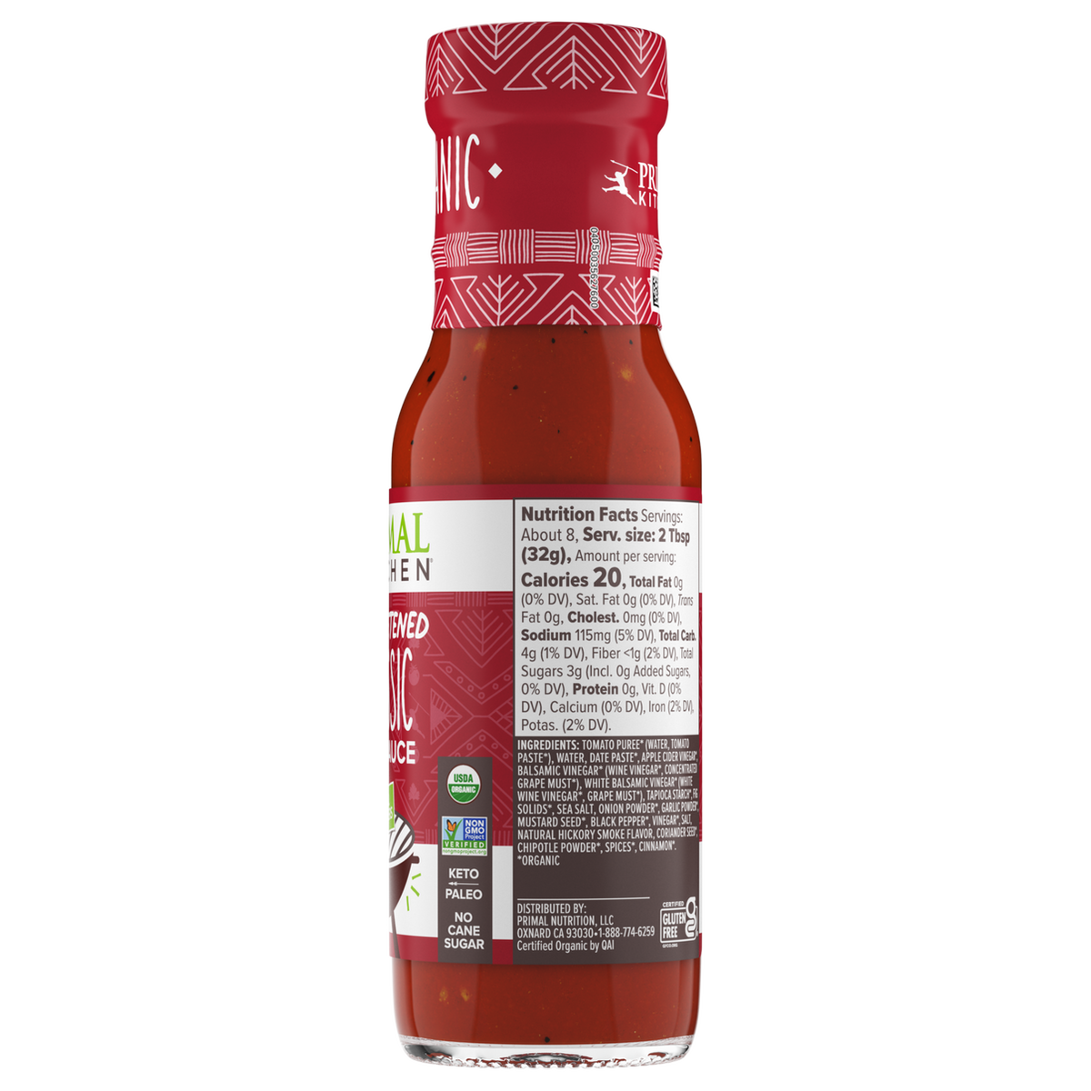 Primal Kitchen Unsweetened BBQ Sauce, Organic - Classic 8.5 oz