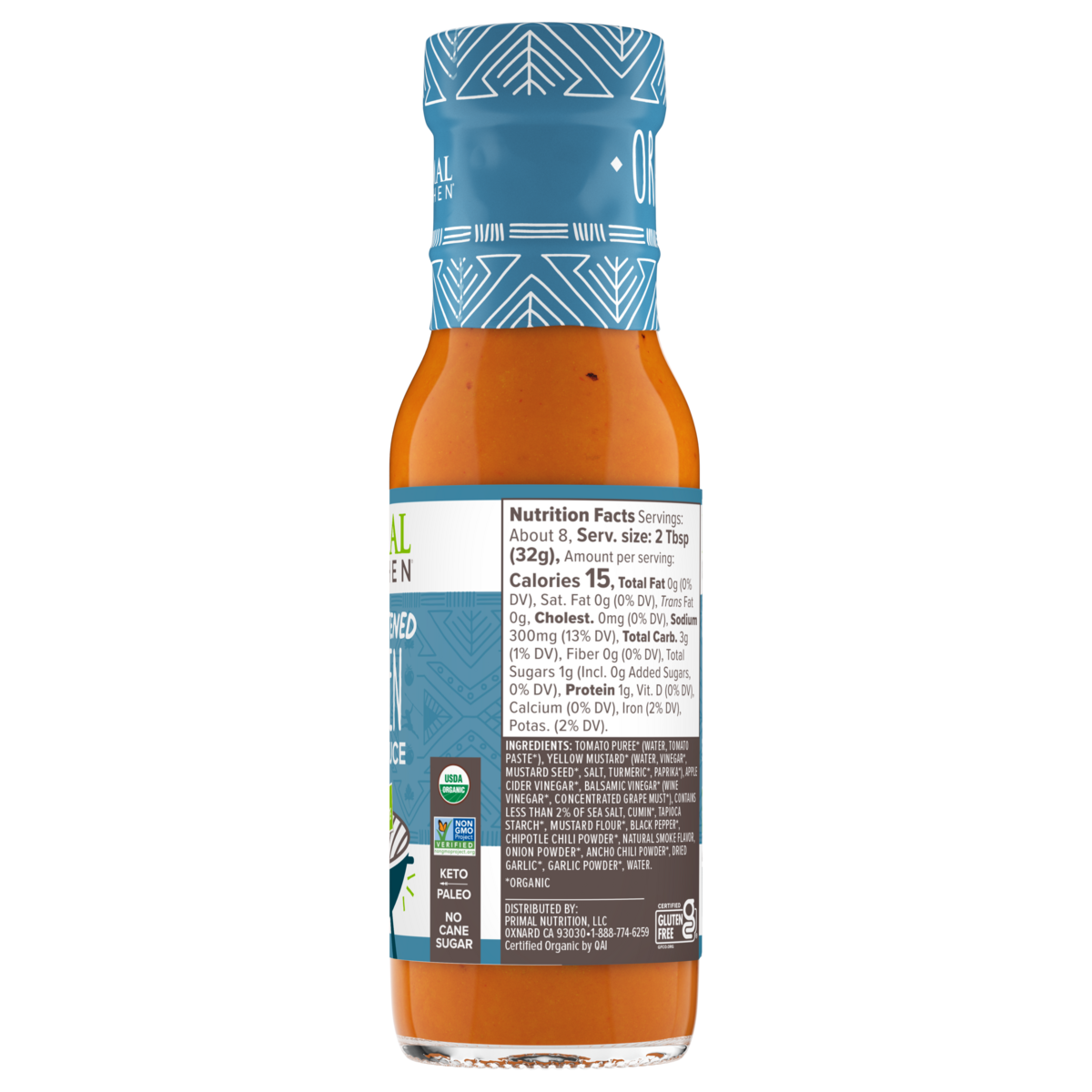 Primal Kitchen Unsweetened BBQ Sauce, Organic - Golden 8.5 oz