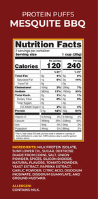 Puffs de proteína Twin Peaks Ingredients