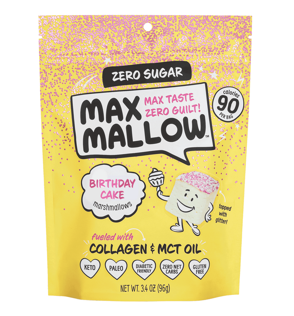 Know Brainer Foods Max Mallow Sugar Free Marshmallows - Birthday Cake One Pack