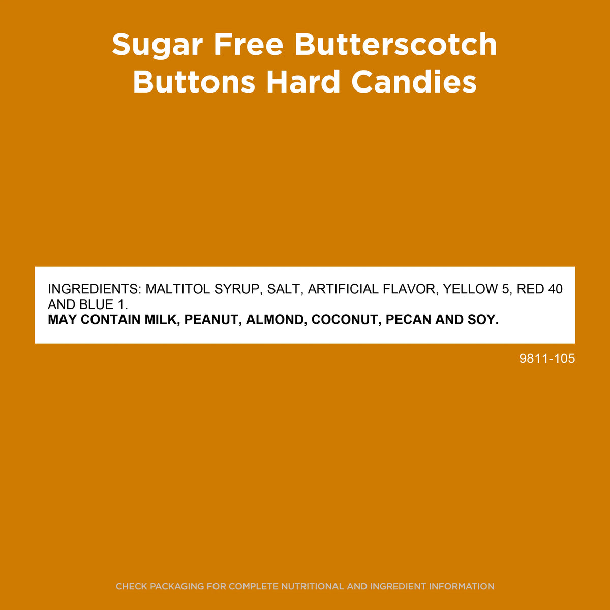 Russell Stover Sugar Free Hard Candies, 12 oz - Butterscotch Buttons, One Bag