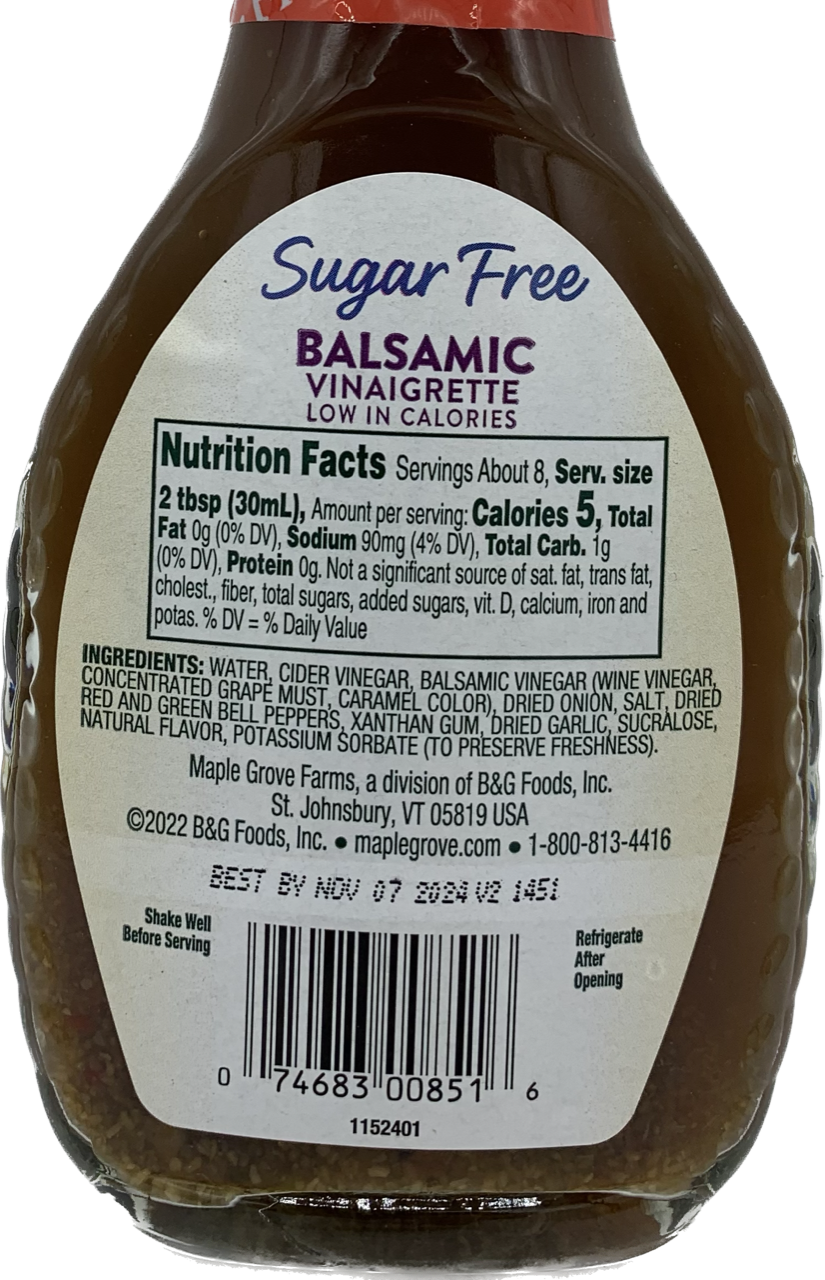 Maple Grove Farms Sugar Free Salad Dressing - Balsamic Vinaigrette 8 fl oz.