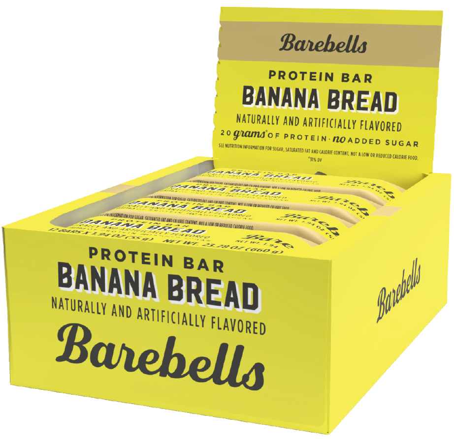 Front package of Barebells Protein Bars, Banana Bread / 12-Pack