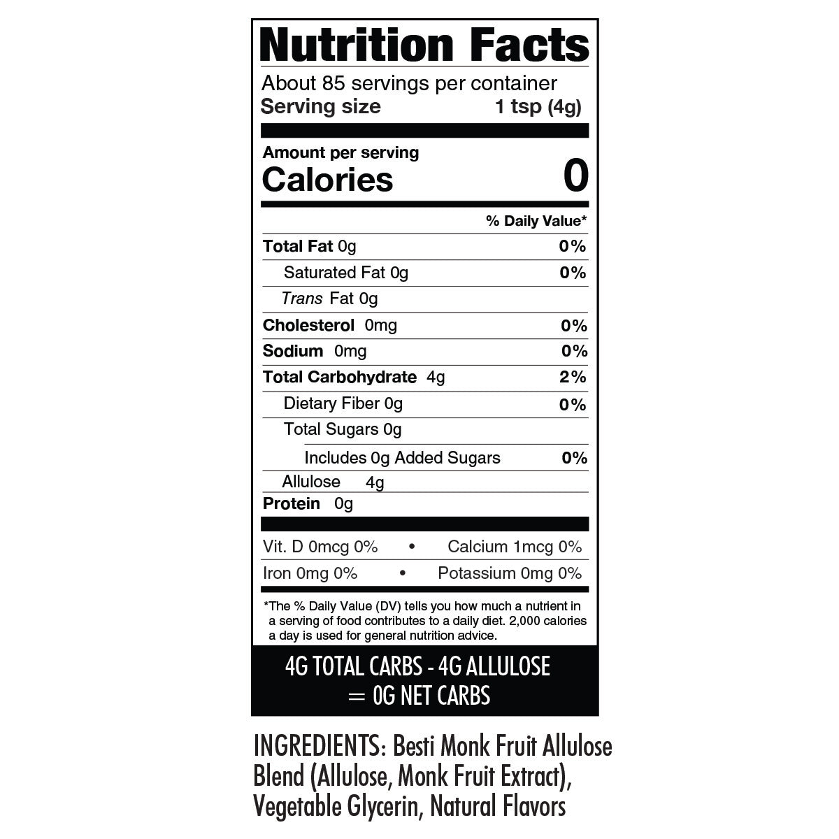 Wholesome Yum Besti Crystallized Brown Monk Fruit Allulose Blend - 12oz