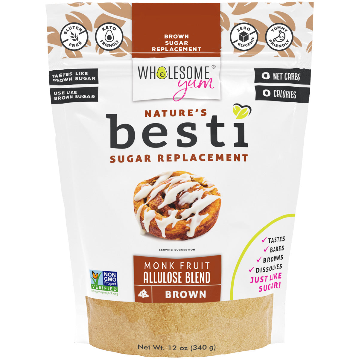 Wholesome Yum Besti Crystallized Brown Monk Fruit Allulose Blend - 12oz