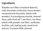 Ingredients for ChocZero Bestie Milk Chocolate Candy Bar, 8 oz