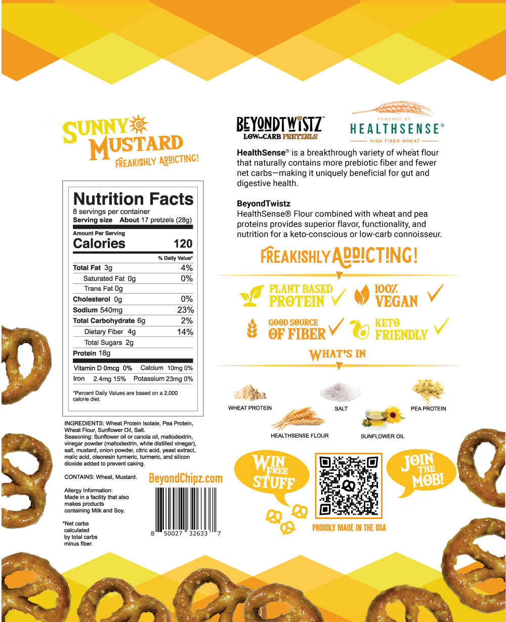 BeyondTwistz Low Carb Pretzels - Sunny Mustard