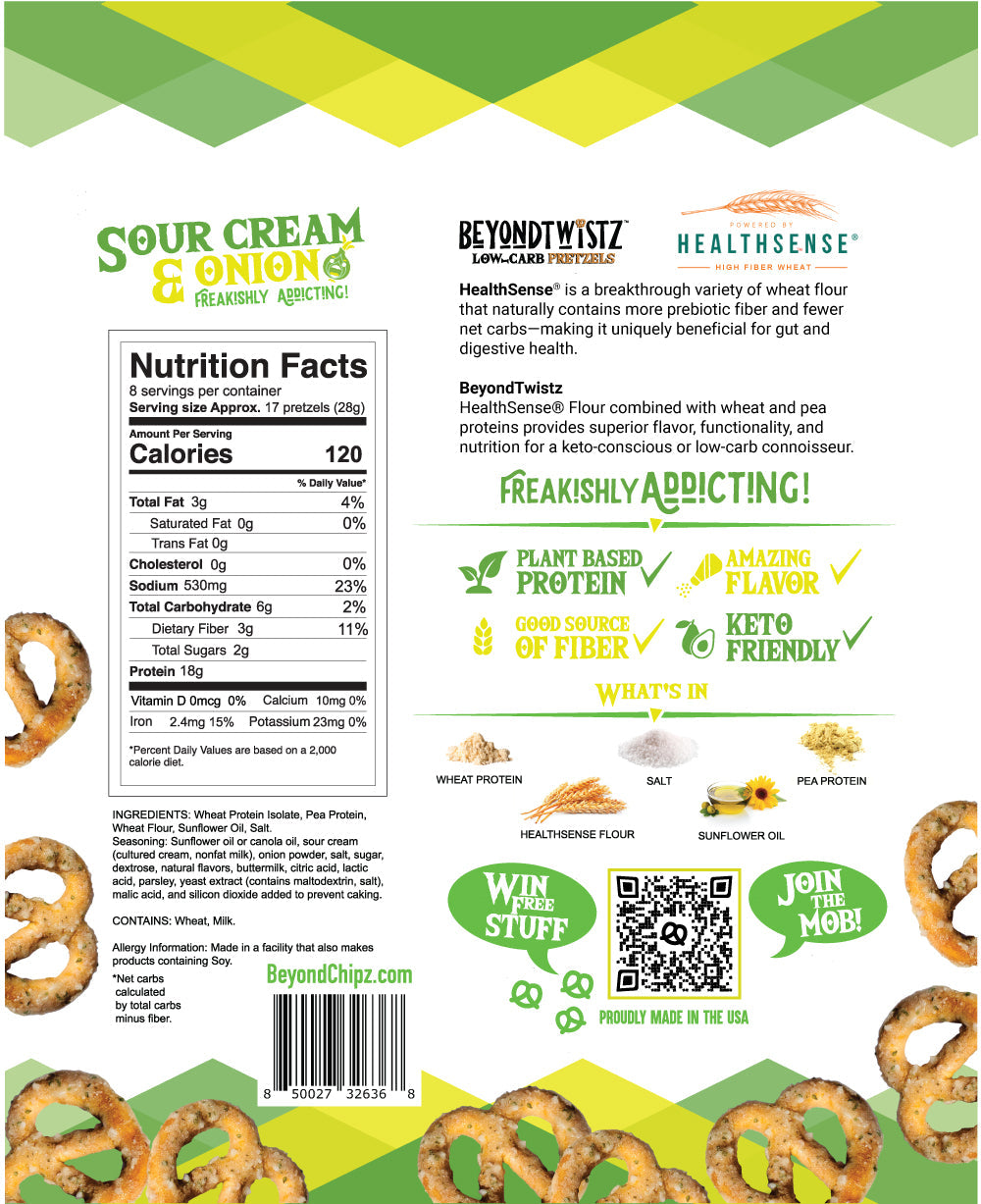 BeyondTwistz Low Carb Pretzels - Sour Cream & Onion