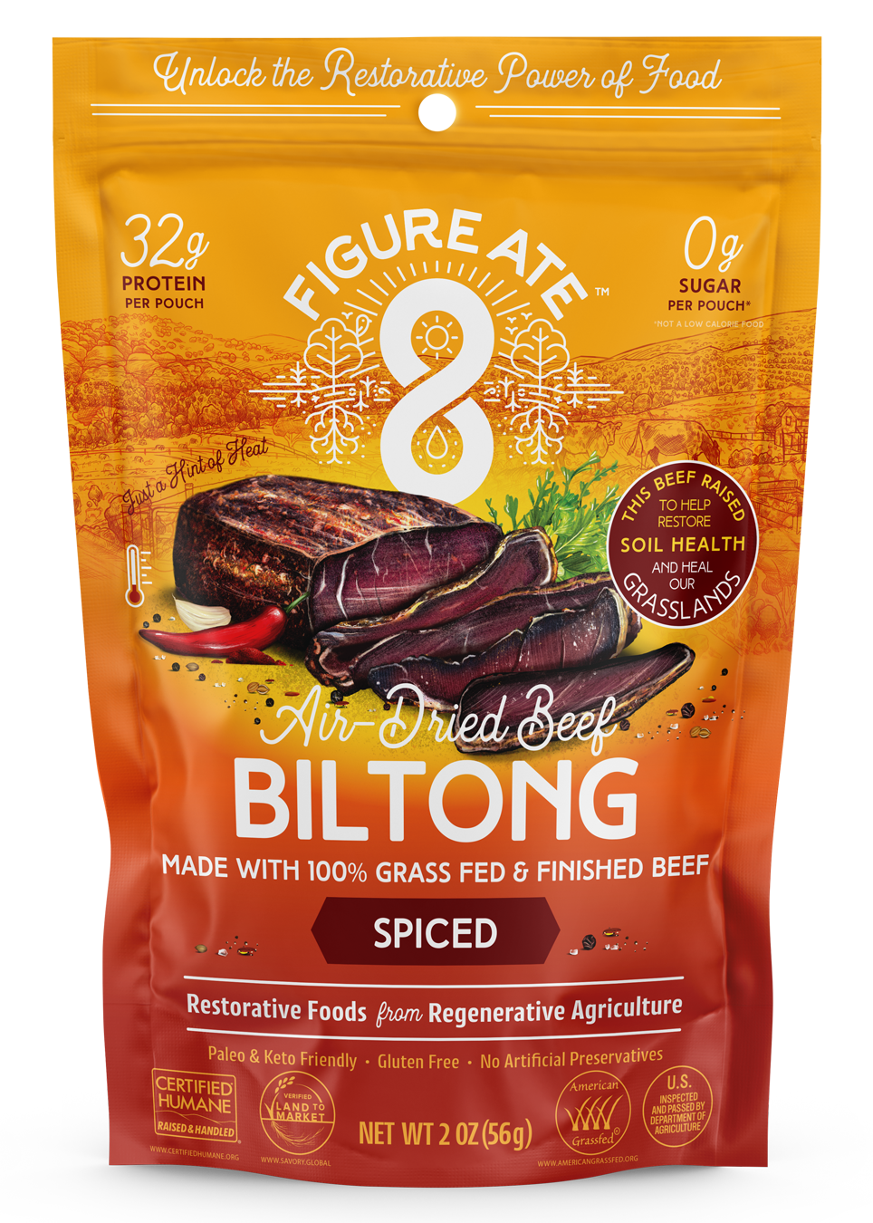 Figure Ate Air-Dried Beef Biltong, 2oz (56g) - Spiced