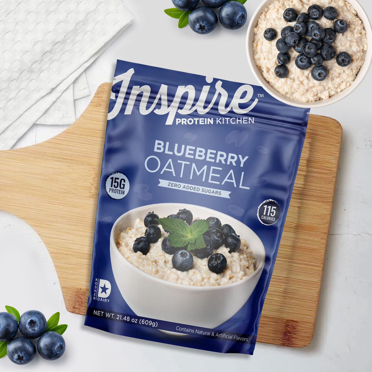 Inspire Protein Kitchen Oatmeal - Blueberry, 20 Servings