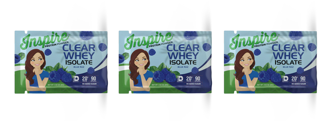 Inspire Clear Whey Protein Powder - Blue Razz - One Serving, 3-Pack