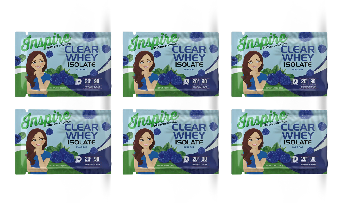 Inspire Clear Whey Protein Powder - Blue Razz - One Serving, 6-Pack