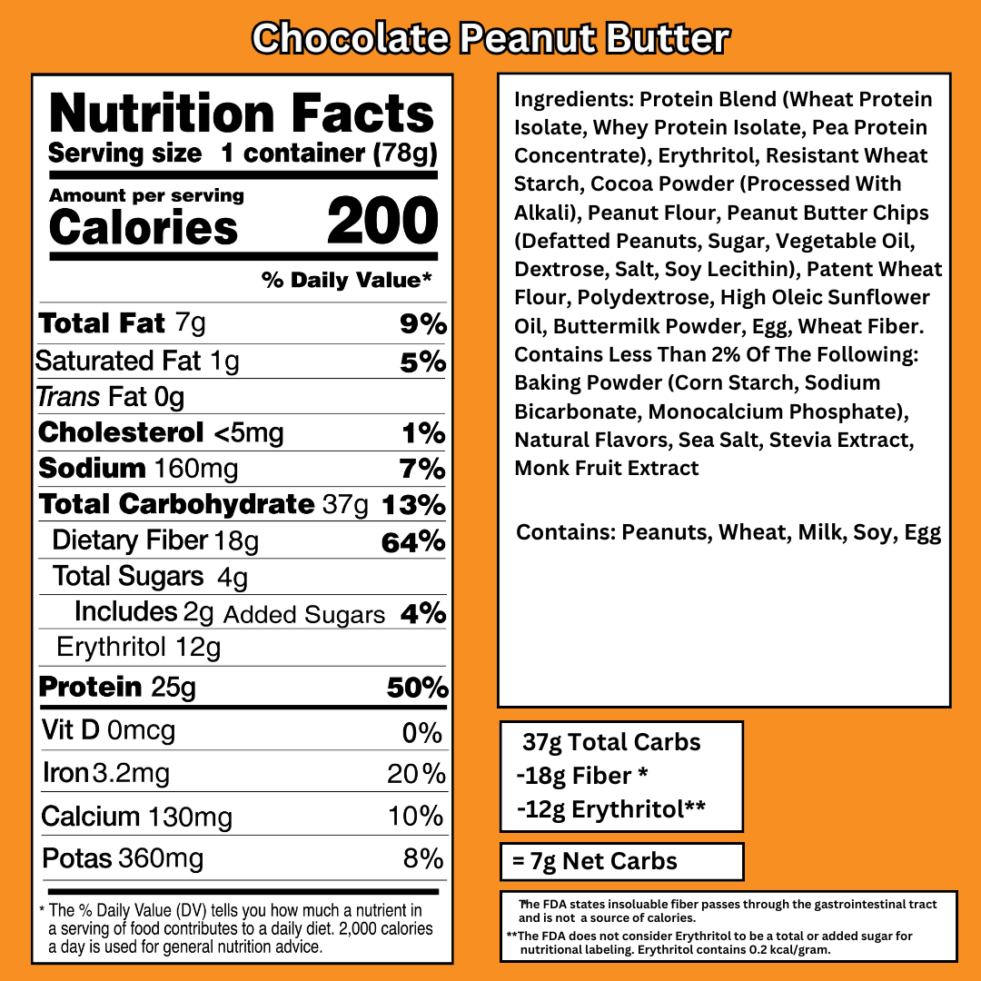 Bootylicious Chocolate Peanut Butter Nutrition Facts and ingredients