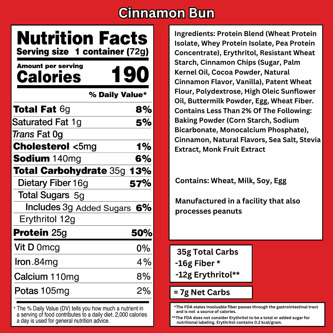 Bootylicious Cinnamon Bun Nutrition Facts and ingredients