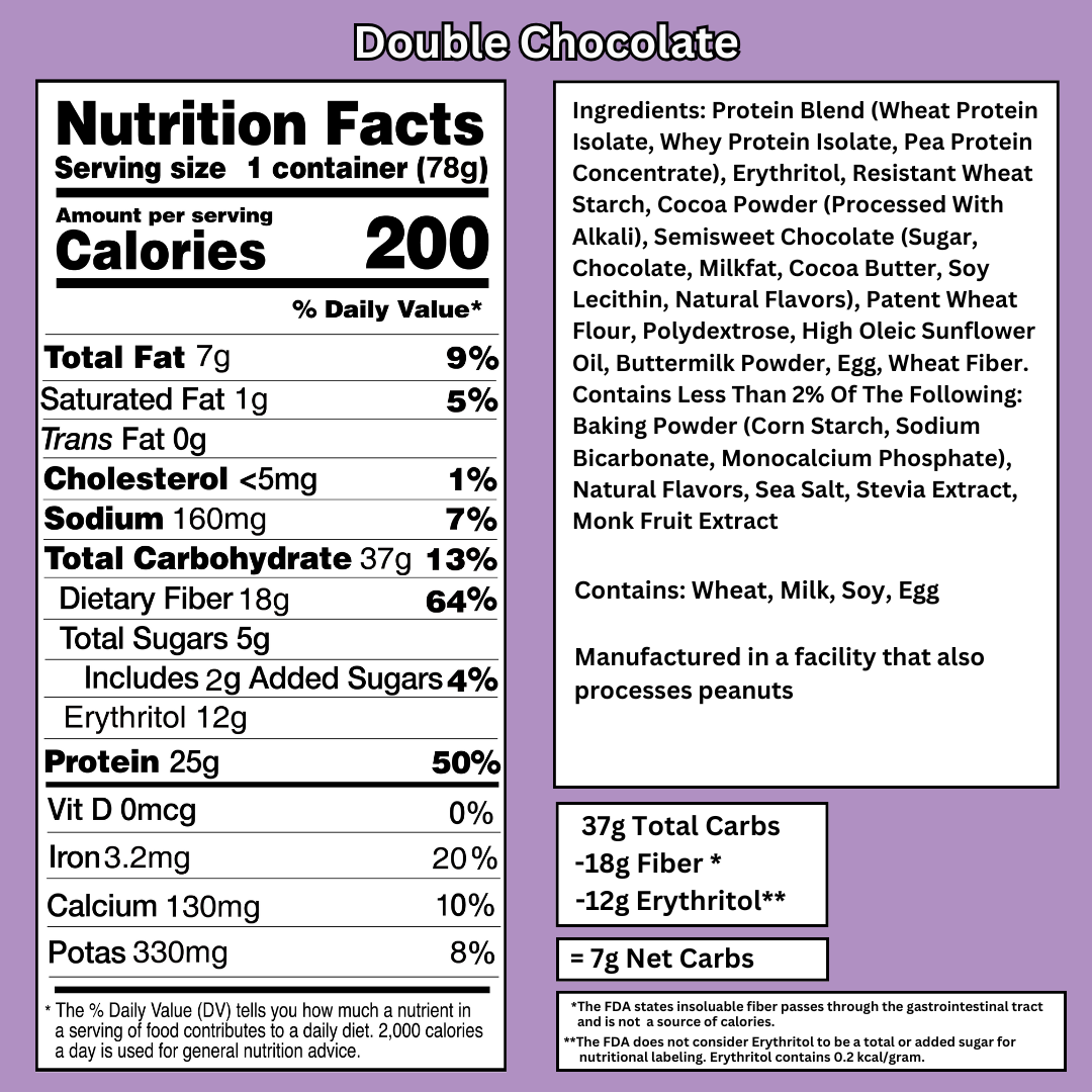 Bootylicious Double Chocolate Nutrition Facts and ingredients