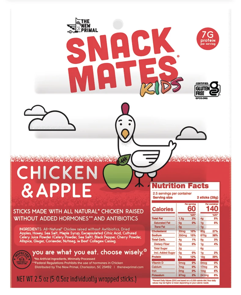 The New Primal Snack Mates Meat Sticks (5 Mini Sticks) - Chicken & Apple
