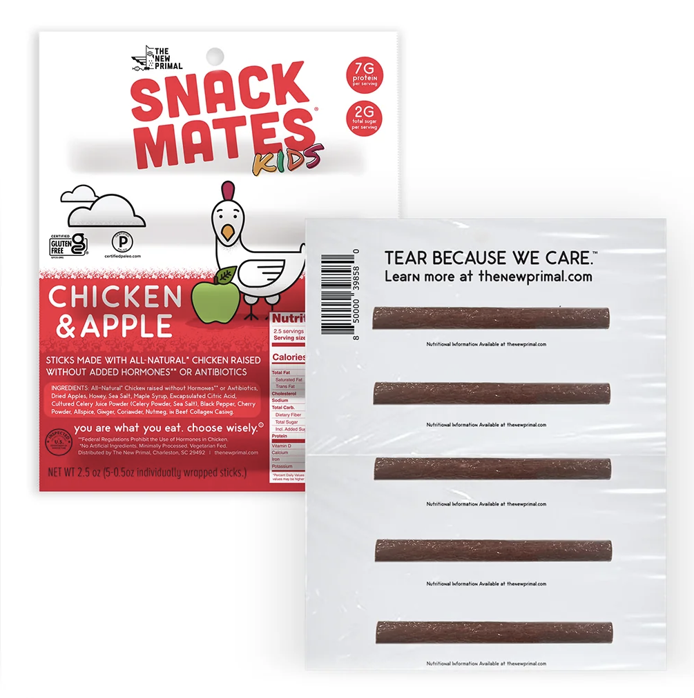 The New Primal Snack Mates Meat Sticks (5 Mini Sticks) - Chicken & Apple