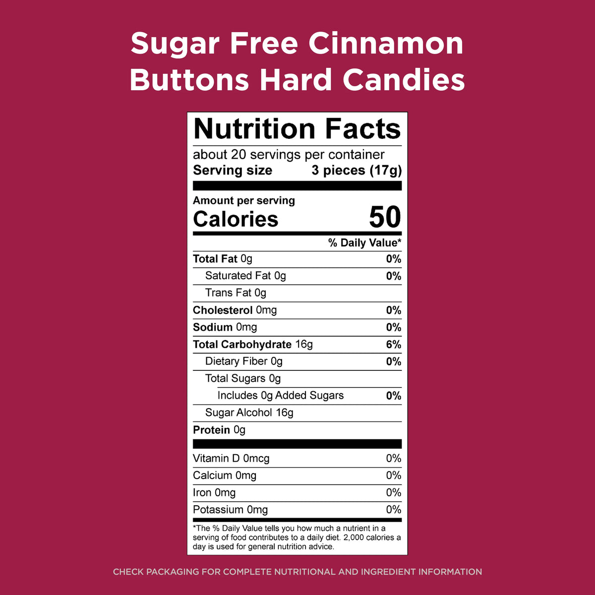 Russell Stover Sugar Free Hard Candies, 12 oz - Cinnamon Buttons, One Bag