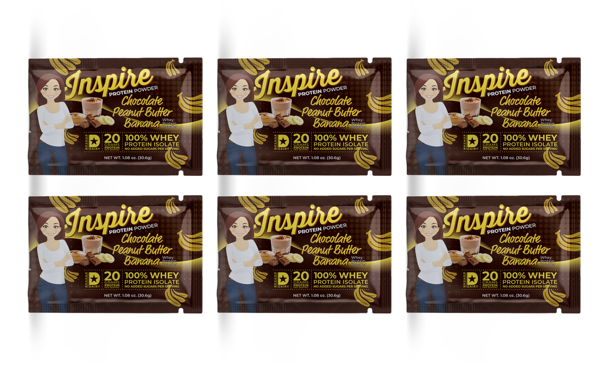 Inspire Chocolate Peanut Butter Banana Protein Powder - One Serving, 6-Pack