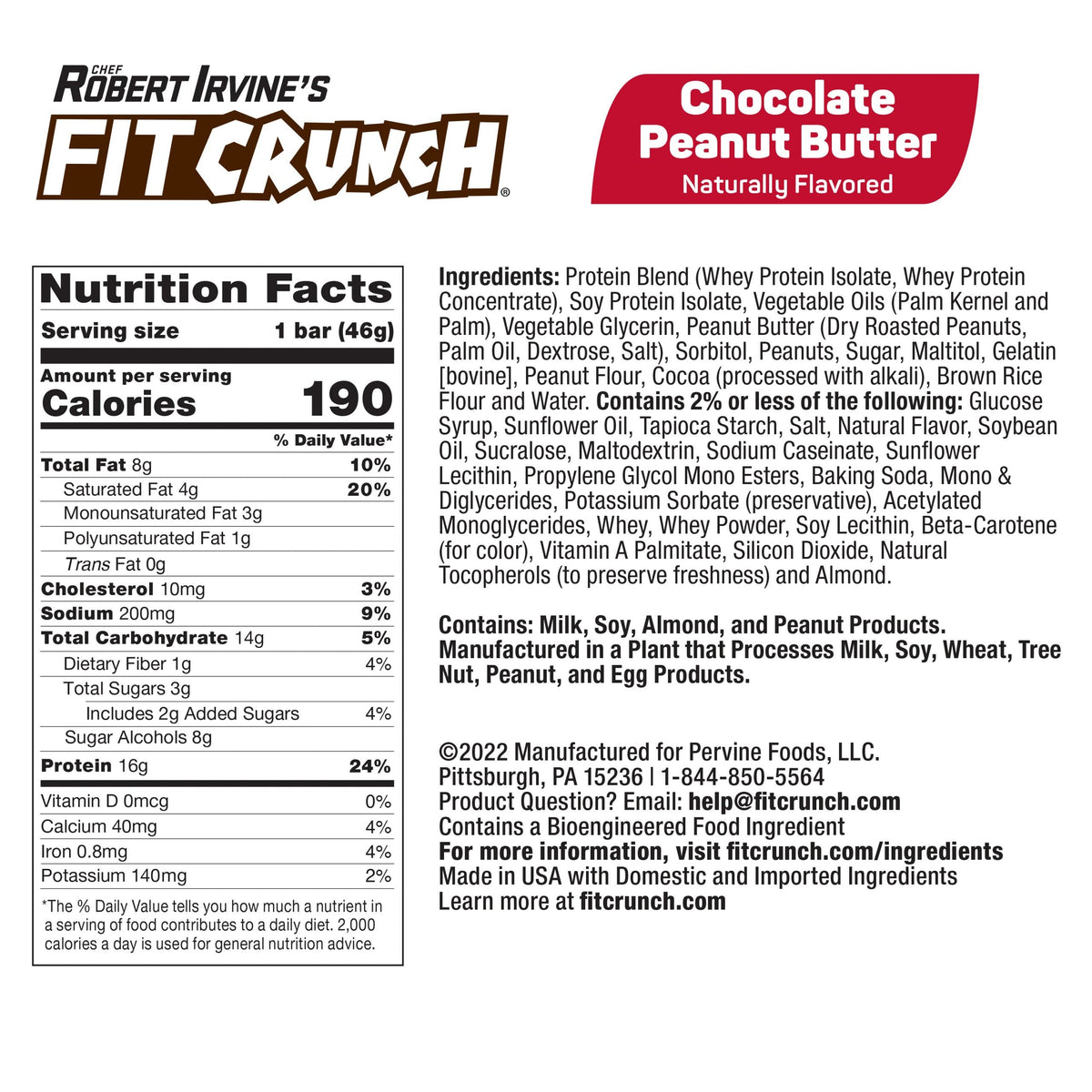 Robert Irvine's Fit Crunch Snack Size Whey Protein Baked Bar - Chocolate Peanut Butter