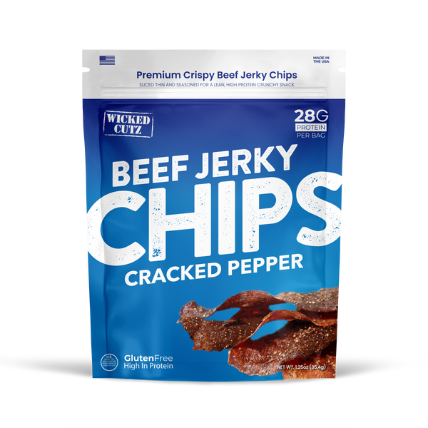 High Protein Beef Jerky Chips by Wicked Cutz - Cracked Pepper