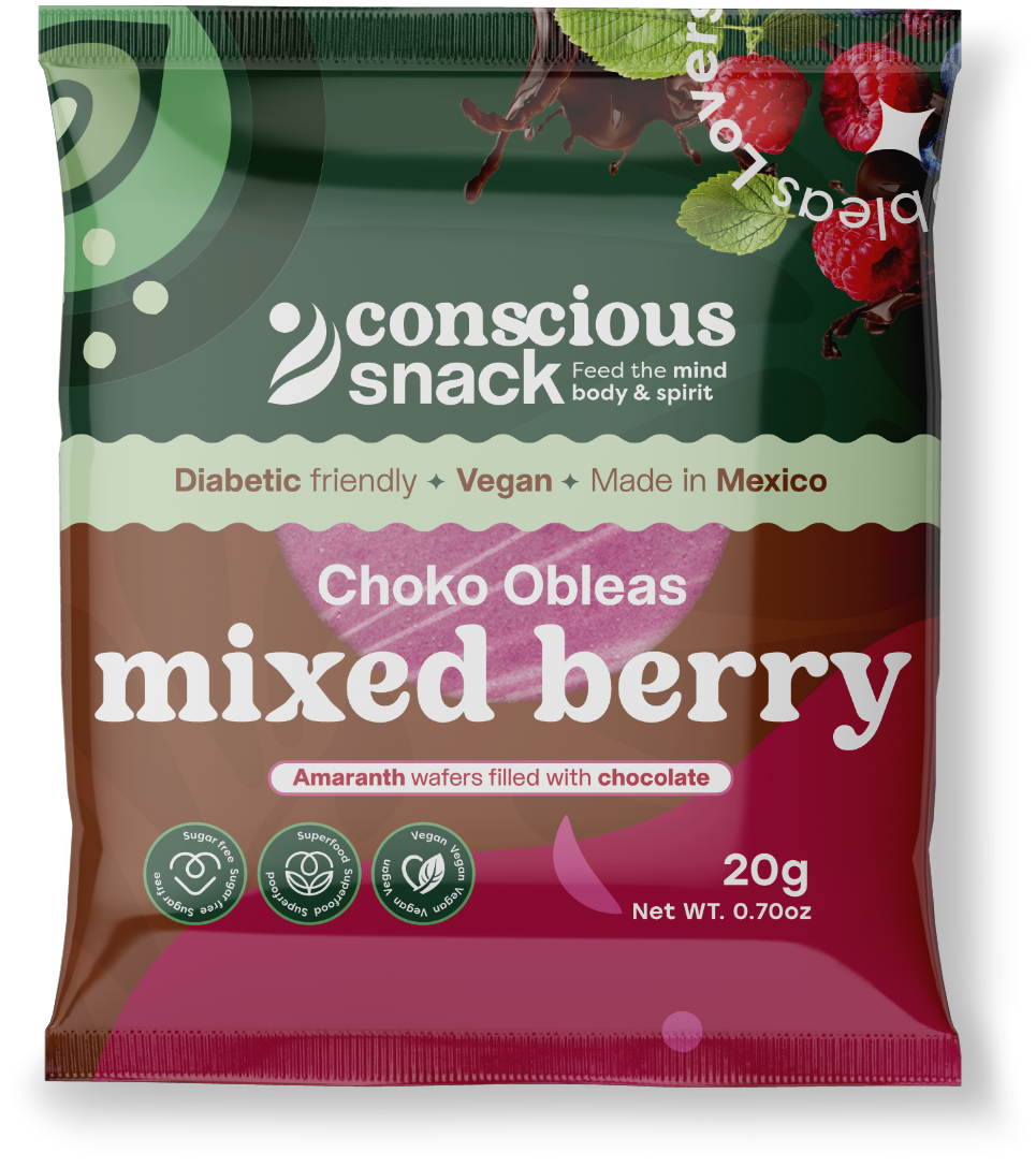 ConsciouSnack Obleas Amaranth Wafers by Snackever - Mixed Berry Choko, One Pack