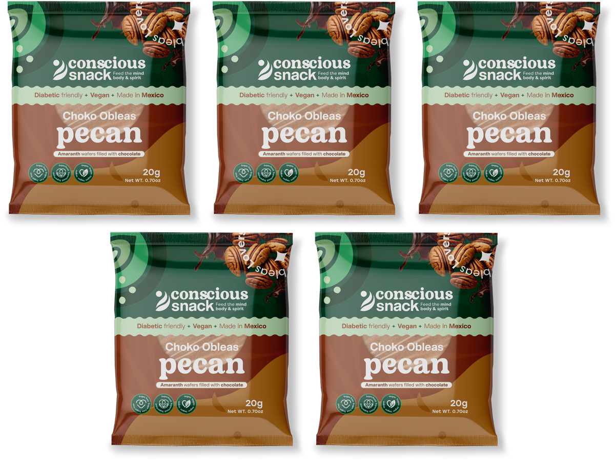 ConsciouSnack Obleas Amaranth Wafers by Snackever - Pecan Choko, 5-Pack